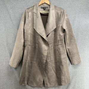 HYFVE Jacket Women's Small Brown Micro Suede Open Front Swing Classy Coat